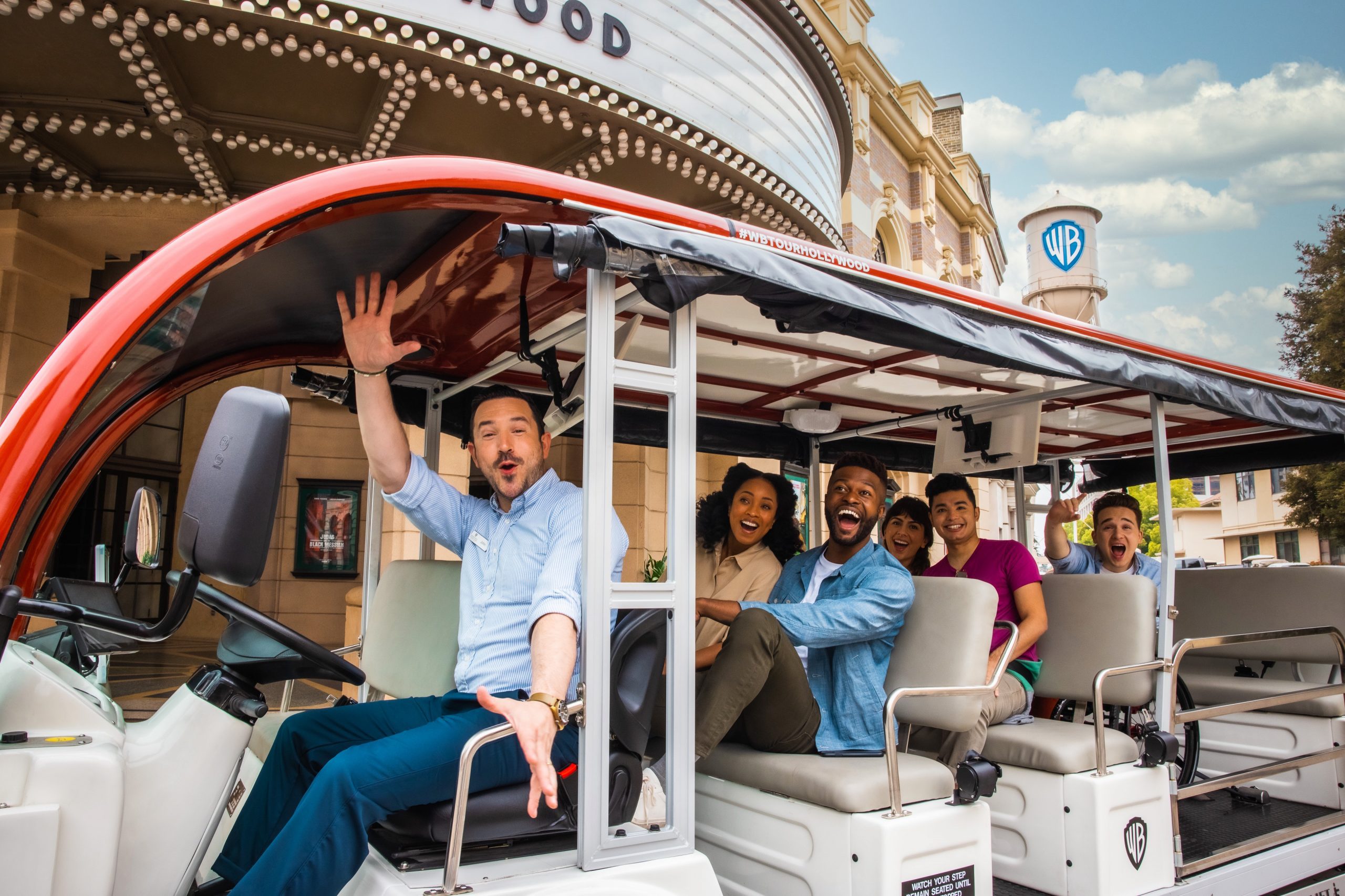 Studio tour cart with guest