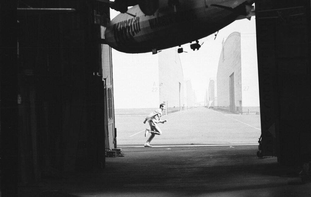 pee wee running between soundstages 